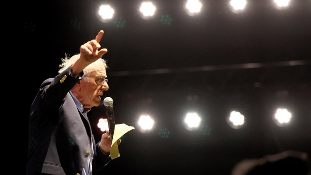 Sen. Bernie Sanders speaks at the 2025 Coachella music festival in Indio, CA on Saturday, April 12, 2025. 