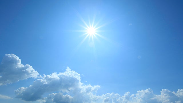 The sun in the sky. 